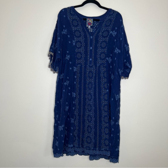 Johnny Was Riza Blue Eyelet Dress - Picture 7 of 8